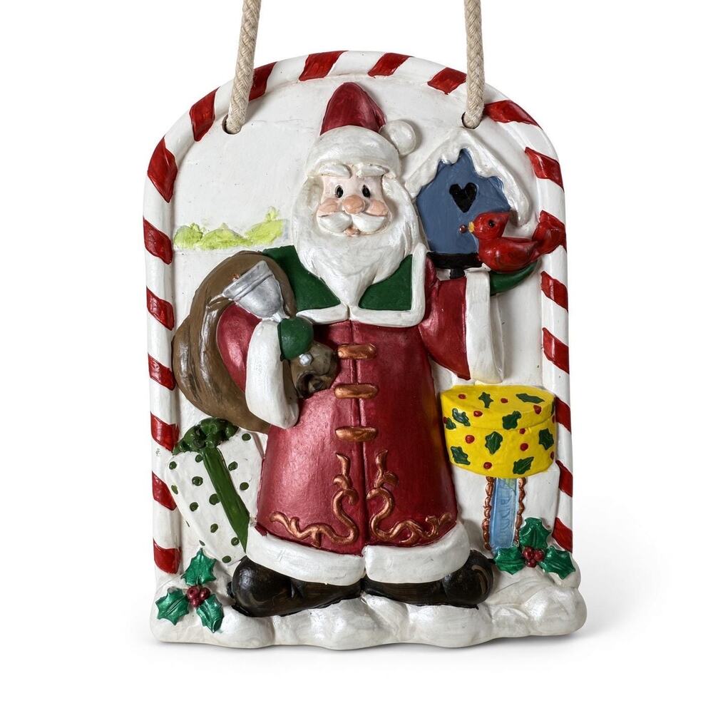 Resin Santa Claus Wall Plaque Candy Cane Frame